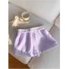 imageMakeMeChic Womens Striped Elastic Waist Shorts Button Front Summer ShortsPurple
