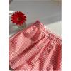 imageMakeMeChic Womens Striped Elastic Waist Shorts Button Front Summer ShortsRed