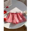 imageMakeMeChic Womens Striped Elastic Waist Shorts Button Front Summer ShortsRed