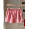 imageMakeMeChic Womens Striped Elastic Waist Shorts Button Front Summer ShortsRed