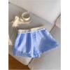 imageMakeMeChic Womens Striped Elastic Waist Shorts Button Front Summer ShortsRoyal Blue