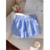 imageMakeMeChic Womens Striped Elastic Waist Shorts Button Front Summer ShortsRoyal Blue