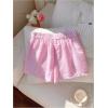 imageMakeMeChic Womens Striped Elastic Waist Shorts Button Front Summer ShortsStriped Pink
