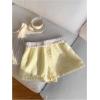 imageMakeMeChic Womens Striped Elastic Waist Shorts Button Front Summer ShortsYellow