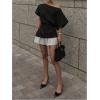 imageMakeMeChic Womens Summer Asymmetrical Tops Dolman Sleeve Blouse Split Hem Dressy ShirtBlack