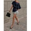 imageMakeMeChic Womens Summer Asymmetrical Tops Dolman Sleeve Blouse Split Hem Dressy ShirtBlue