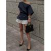 imageMakeMeChic Womens Summer Asymmetrical Tops Dolman Sleeve Blouse Split Hem Dressy ShirtBlue