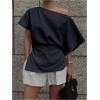 imageMakeMeChic Womens Summer Asymmetrical Tops Dolman Sleeve Blouse Split Hem Dressy ShirtBlue
