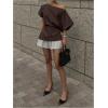 imageMakeMeChic Womens Summer Asymmetrical Tops Dolman Sleeve Blouse Split Hem Dressy ShirtBrown