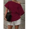 imageMakeMeChic Womens Summer Asymmetrical Tops Dolman Sleeve Blouse Split Hem Dressy ShirtBurgundy