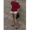 imageMakeMeChic Womens Summer Asymmetrical Tops Dolman Sleeve Blouse Split Hem Dressy ShirtBurgundy