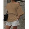 imageMakeMeChic Womens Summer Asymmetrical Tops Dolman Sleeve Blouse Split Hem Dressy ShirtCoffee Brown