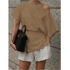 imageMakeMeChic Womens Summer Asymmetrical Tops Dolman Sleeve Blouse Split Hem Dressy ShirtCoffee Brown