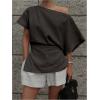 imageMakeMeChic Womens Summer Asymmetrical Tops Dolman Sleeve Blouse Split Hem Dressy ShirtDark Grey