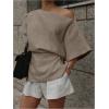 imageMakeMeChic Womens Summer Asymmetrical Tops Dolman Sleeve Blouse Split Hem Dressy ShirtLight Grey
