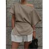 imageMakeMeChic Womens Summer Asymmetrical Tops Dolman Sleeve Blouse Split Hem Dressy ShirtLight Grey