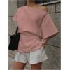 imageMakeMeChic Womens Summer Asymmetrical Tops Dolman Sleeve Blouse Split Hem Dressy ShirtPink