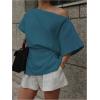 imageMakeMeChic Womens Summer Asymmetrical Tops Dolman Sleeve Blouse Split Hem Dressy ShirtTeal Blue