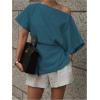 imageMakeMeChic Womens Summer Asymmetrical Tops Dolman Sleeve Blouse Split Hem Dressy ShirtTeal Blue
