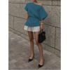 imageMakeMeChic Womens Summer Asymmetrical Tops Dolman Sleeve Blouse Split Hem Dressy ShirtTeal Blue