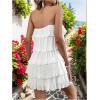 imageMakeMeChic Womens Summer Beach Spaghetti Strap Sundress Flowy Layer Ruffle Hem Cami Short DressesWhite