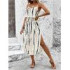 imageMakeMeChic Womens Summer Dress Split Thigh Tie Dye Midi Cami DressApricot