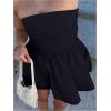 imageMakeMeChic Womens Summer Elegant Strapless Mini Dress with Bow Ruched Ruffle A Line Bandeau Party Mini DressDark Blue