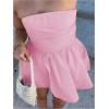 imageMakeMeChic Womens Summer Elegant Strapless Mini Dress with Bow Ruched Ruffle A Line Bandeau Party Mini DressPink