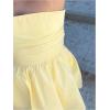 imageMakeMeChic Womens Summer Elegant Strapless Mini Dress with Bow Ruched Ruffle A Line Bandeau Party Mini DressYellow