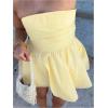 imageMakeMeChic Womens Summer Elegant Strapless Mini Dress with Bow Ruched Ruffle A Line Bandeau Party Mini DressYellow