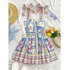 imageMakeMeChic Womens Summer Floral Mini Dress Shirred Tie Shoulder Sleeveless A Line Short Cami SundressesBlue