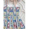imageMakeMeChic Womens Summer Floral Mini Dress Shirred Tie Shoulder Sleeveless A Line Short Cami SundressesBlue