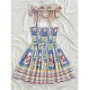 imageMakeMeChic Womens Summer Floral Mini Dress Shirred Tie Shoulder Sleeveless A Line Short Cami SundressesBlue