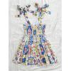 imageMakeMeChic Womens Summer Floral Mini Dress Shirred Tie Shoulder Sleeveless A Line Short Cami SundressesMulticolor