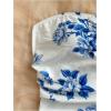 imageMakeMeChic Womens Summer Floral Tube Top Mini Dresses Blue and White Ruched Strapless SundressBlue and White