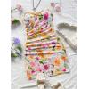 imageMakeMeChic Womens Summer Floral Tube Top Mini Dresses Blue and White Ruched Strapless SundressMulticolor E