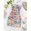 imageMakeMeChic Womens Summer Floral Tube Top Mini Dresses Blue and White Ruched Strapless SundressMulticolor F