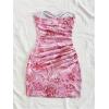 imageMakeMeChic Womens Summer Floral Tube Top Mini Dresses Blue and White Ruched Strapless SundressPink B