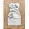 imageMakeMeChic Womens Summer Floral Tube Top Mini Dresses Blue and White Ruched Strapless SundressWhite