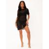 imageMakeMeChic Womens Swimsuit Cover Ups Beach Swimwear See Through Sheer Mesh DressC Black