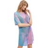 imageMakeMeChic Womens Swimsuit Cover Ups Beach Swimwear See Through Sheer Mesh DressLoose Multi