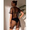 imageMakeMeChic Womens Swimsuit Cover Ups Beach Swimwear See Through Sheer Mesh DressSolid Black