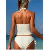 imageMakeMeChic Womens Tankini Bathing Suits Sets Floral Embroidery Halter Tie Side Summer Beach SwimsuitBeige