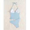 imageMakeMeChic Womens Tankini Swimsuit Halter Triangle Tie Back Tummy Control Bathing SuitBlue