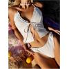 imageMakeMeChic Womens Tankini Swimsuits Frill Trim Tie Front Halter High Cut Cheeky Swimsuit Bathing SuitsWhite