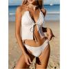 imageMakeMeChic Womens Tankini Swimsuits Frill Trim Tie Front Halter High Cut Cheeky Swimsuit Bathing SuitsWhite