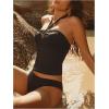 imageMakeMeChic Womens Tankini Swimsuits Halter Tie Back Tummy Control Swimwear Bathing SuitBlack