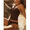 imageMakeMeChic Womens Tankini Swimsuits Halter Tie Back Tummy Control Swimwear Bathing SuitBrown