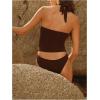 imageMakeMeChic Womens Tankini Swimsuits Halter Tie Back Tummy Control Swimwear Bathing SuitBrown