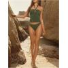 imageMakeMeChic Womens Tankini Swimsuits Halter Tie Back Tummy Control Swimwear Bathing SuitDark Green